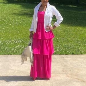 Sugar + Lips Tiered Tie Shoulder Maxi Dress